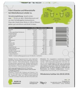 One 47 Anti Hangover Drink Amazon Stick Anti Kater Mittel gegen Kater made in Germany Inhaltsstoffe und zubereitung